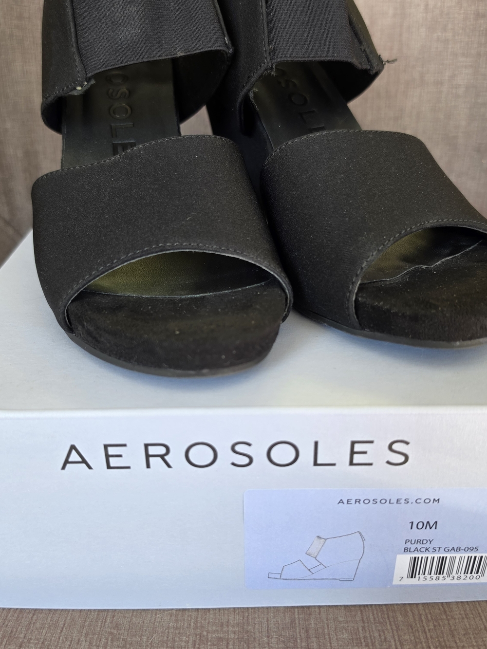 Aerosoles Purdy Black Wedge Sandals – Size 10M – Original Box